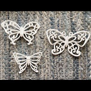 Set of 3 Vintage HOMCO Butterfly wall hanging - home interior butterflies - boho